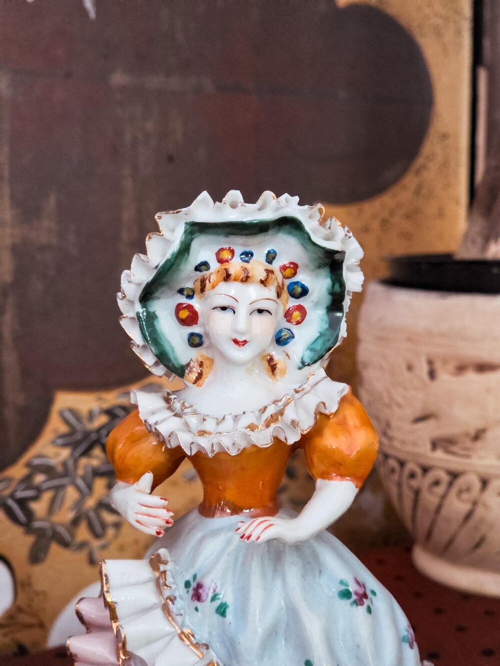 ORION Occupied Japan Porcelain Lady Figurine | Hand-Painted Rococo Revival 1947